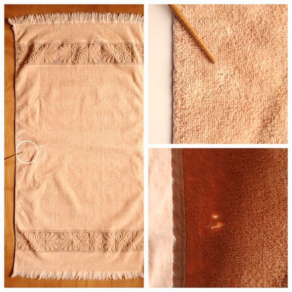 Cannon Monticello Cotton Blend Bath Towel Faded Orange Floral Texture Fringe - Picture 5 of 8